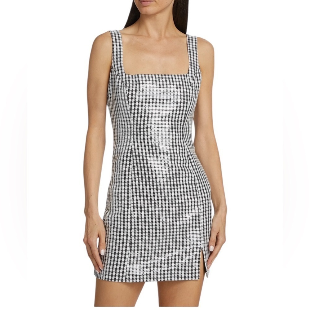 NWT Wayf Houndstooth Sequin Minidress Black and White Size S